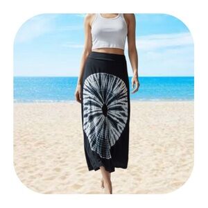 Design History L black tie-dye design fold over maxi skirt